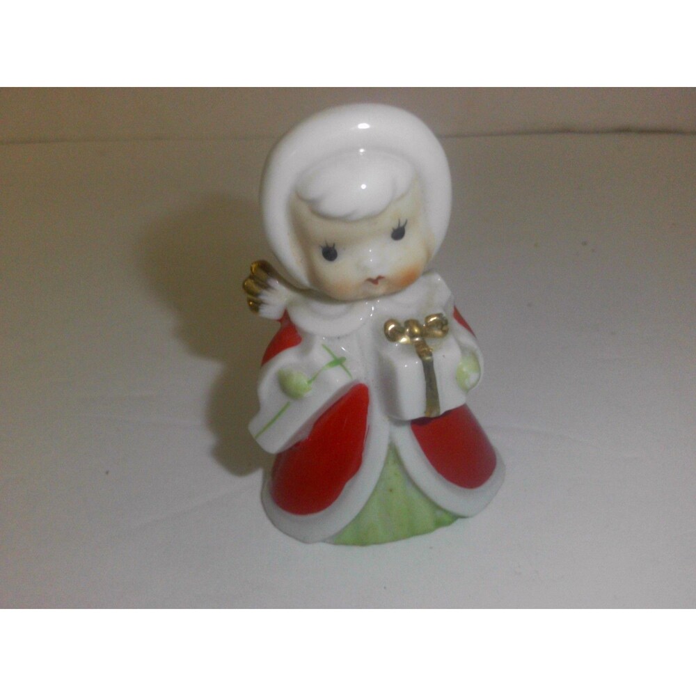 Ceramic Angel w/Packages  Bell Christmas Ornament Japan 1950's Damaged
